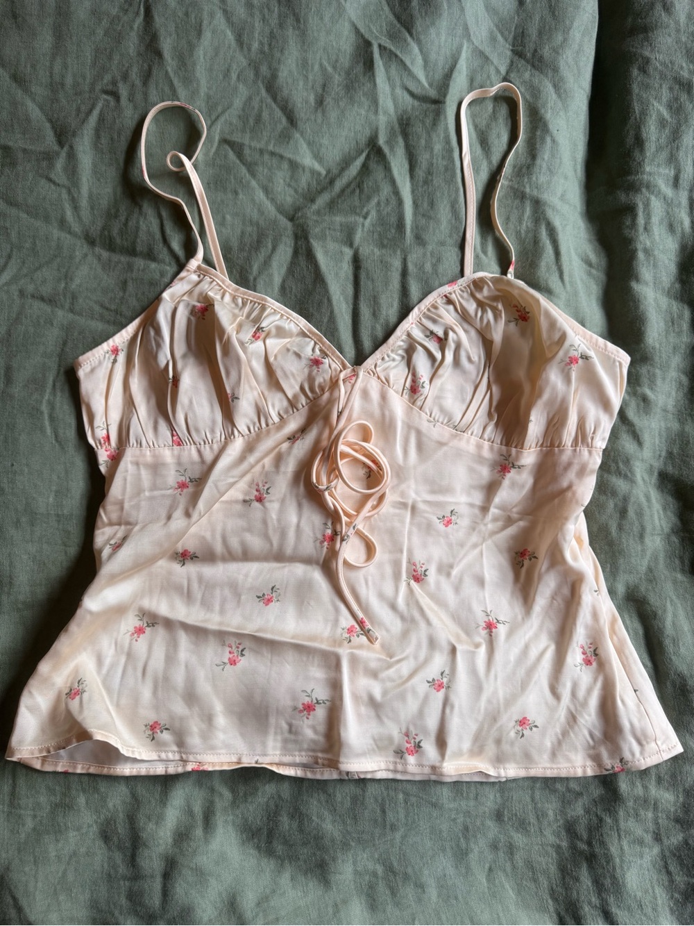 Zara Blush Cream Floral Cami with Front Tie